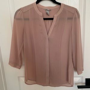 H&M Sheer Pink Dusty Rose 3/4 length sleeve Blouse size 4 / small